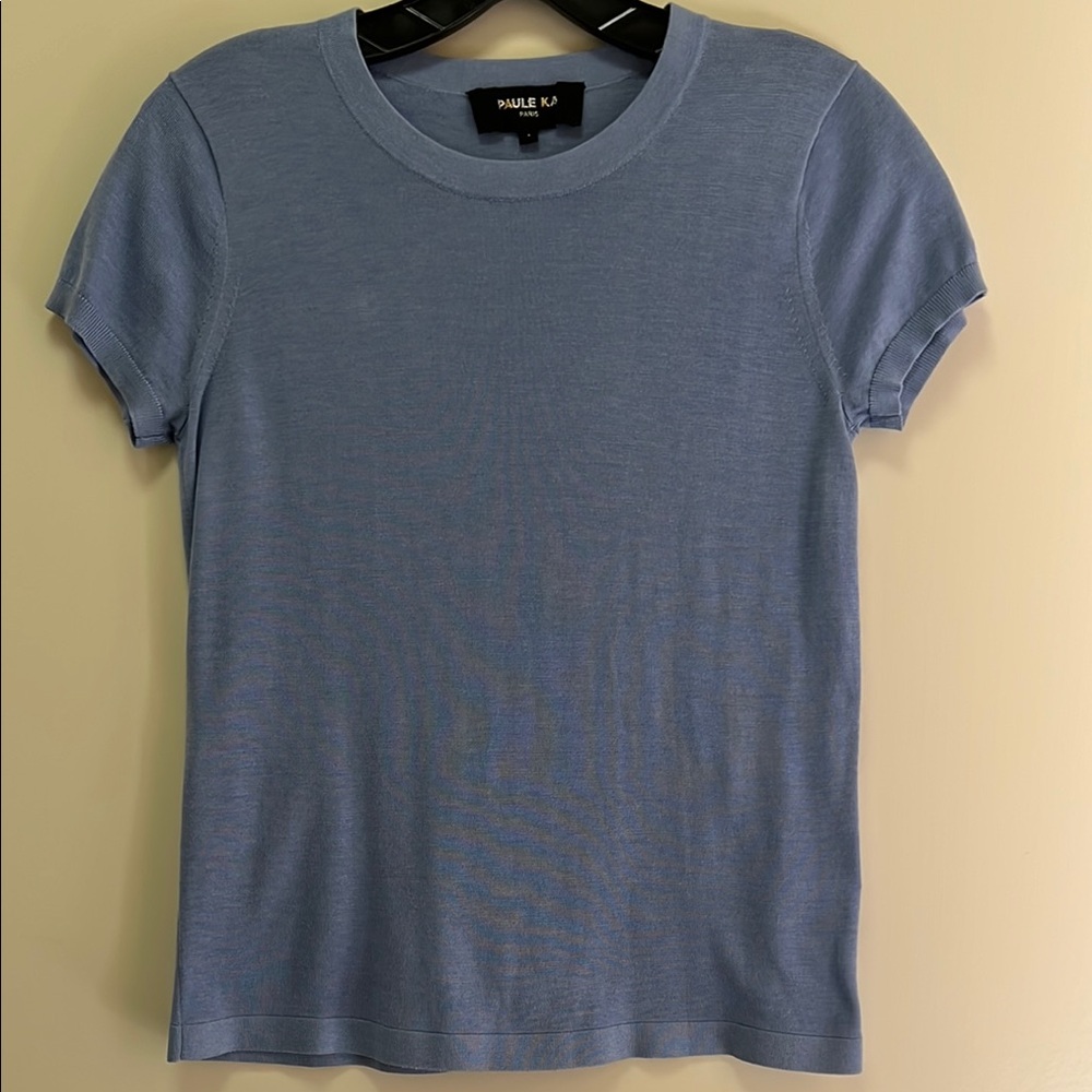 PAULE KA Paris Crew Neck Fine Knit Top BLUE Sz. S